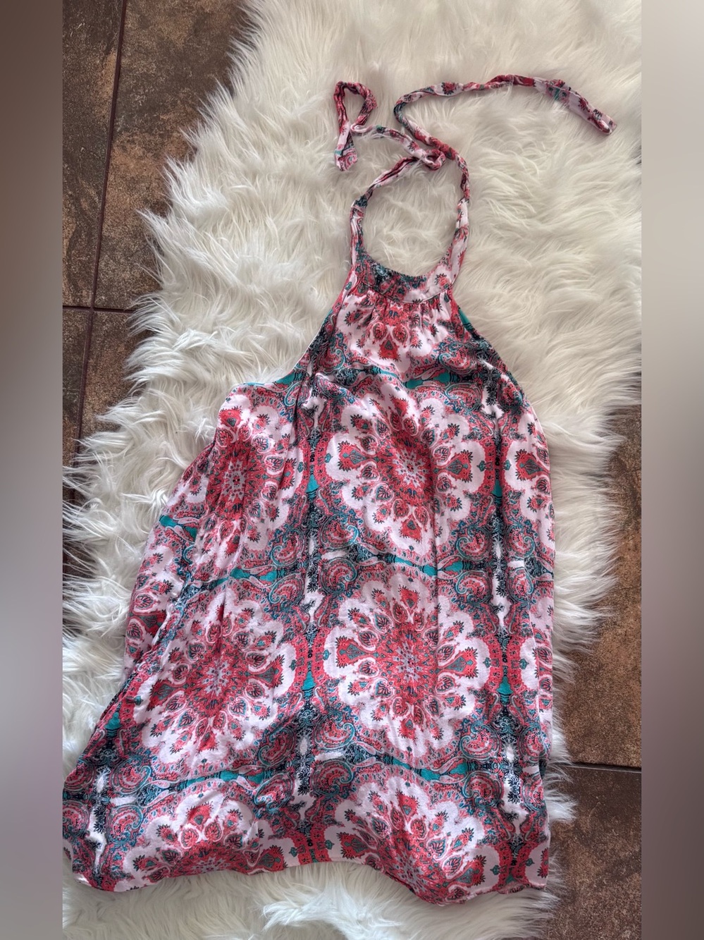 MINKPINK Pink & Teal Paisley Halter Dress